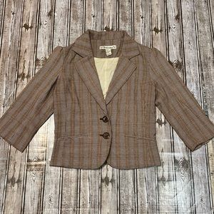 VTG 90s Y2K Gadzooks Brown Plaid Two-Button Blazer 3/4 Sleeve Women’s Sz Medium